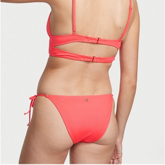 Victoria’s Secret PINK String Bikini Bottom Coral Blaze NWT Adjustable SMALL ☀️ - Picture 2 of 7